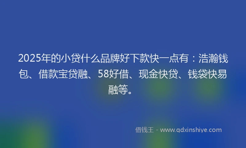 2025年的小贷什么品牌好下款快一点有：浩瀚钱包、借款宝贷融、58好借、现金快贷、钱袋快易融等。