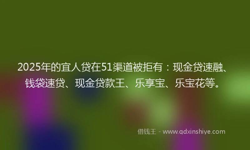 2025年的宜人贷在51渠道被拒有：现金贷速融、钱袋速贷、现金贷款王、乐享宝、乐宝花等。