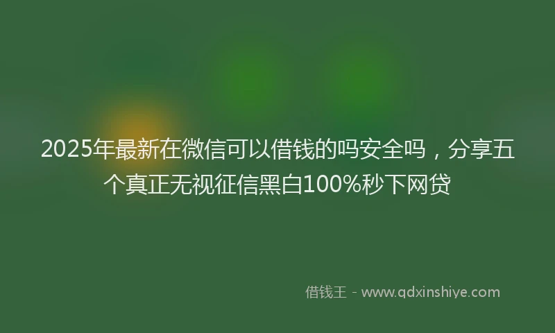 2025年最新在微信可以借钱的吗安全吗，分享五个真正无视征信黑白100%秒下网贷