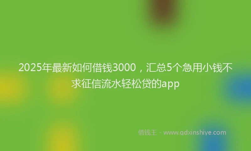 2025年最新如何借钱3000，汇总5个急用小钱不求征信流水轻松贷的app