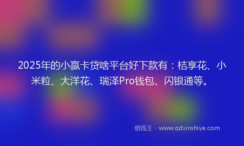 2025年的小赢卡贷啥平台好下款有：桔享花、小米粒、大洋花、瑞泽Pro钱包、闪银通等。
