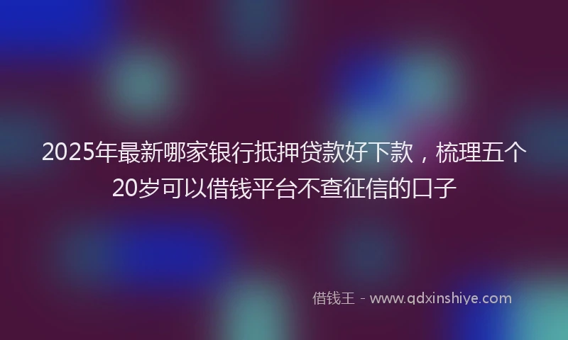 2025年最新哪家银行抵押贷款好下款，梳理五个20岁可以借钱平台不查征信的口子