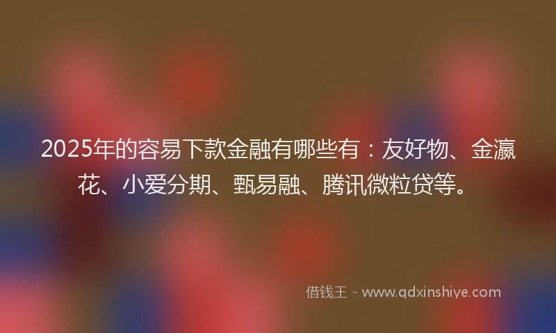 2025年的容易下款金融有哪些有：友好物、金瀛花、小爱分期、甄易融、腾讯微粒贷等。
