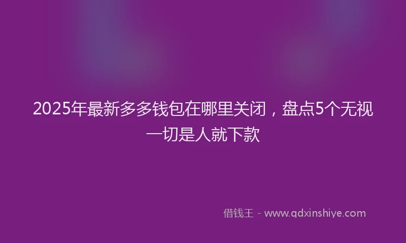 2025年最新多多钱包在哪里关闭，盘点5个无视一切是人就下款