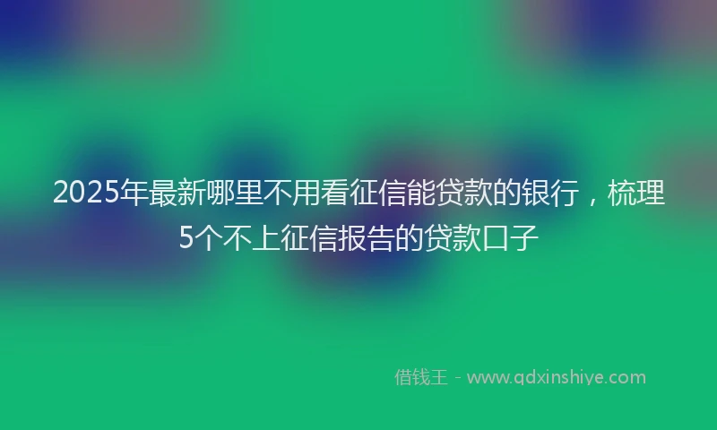 2025年最新哪里不用看征信能贷款的银行，梳理5个不上征信报告的贷款口子