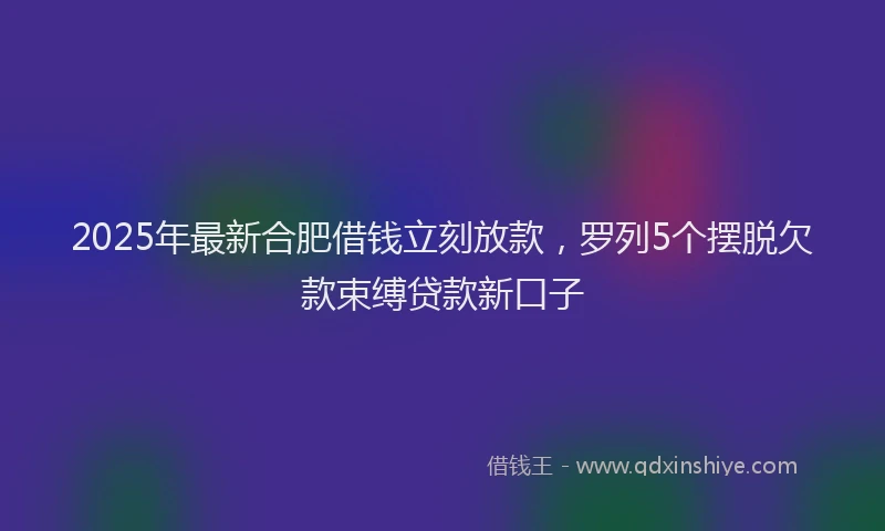 2025年最新合肥借钱立刻放款，罗列5个摆脱欠款束缚贷款新口子