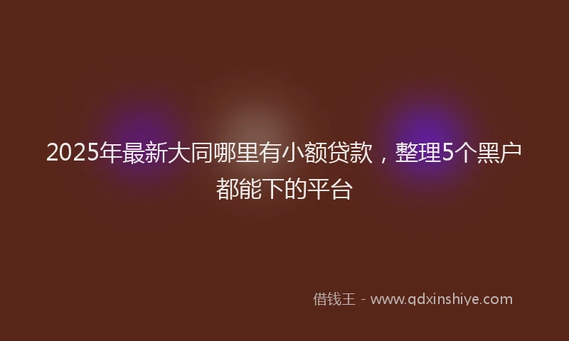 2025年最新大同哪里有小额贷款，整理5个黑户都能下的平台