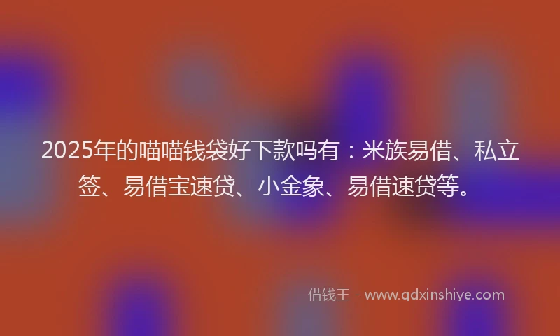 2025年的喵喵钱袋好下款吗有：米族易借、私立签、易借宝速贷、小金象、易借速贷等。