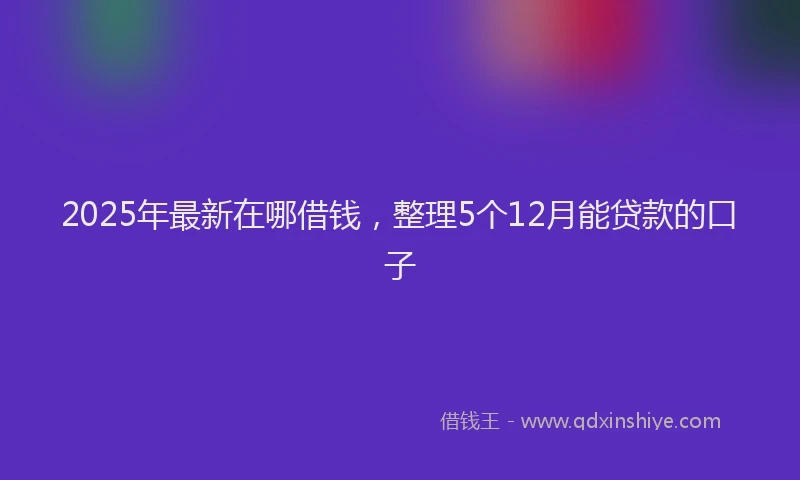 2025年最新在哪借钱，整理5个12月能贷款的口子