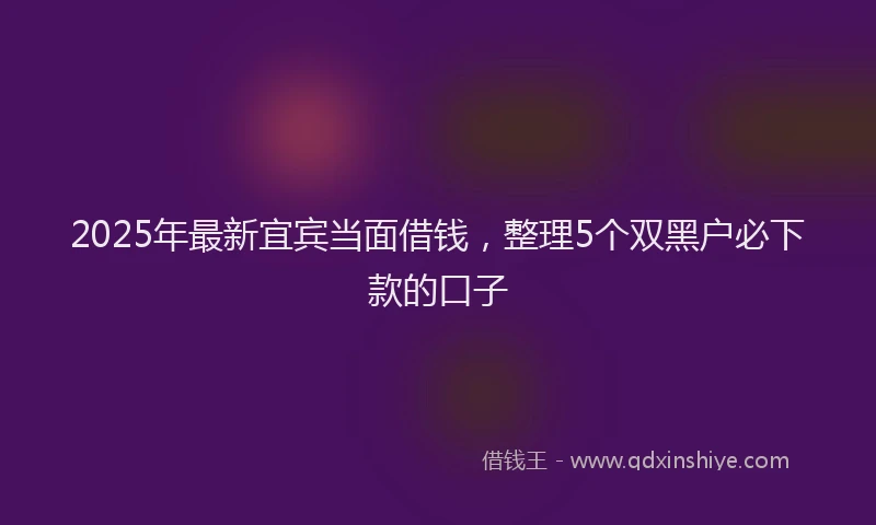 2025年最新宜宾当面借钱，整理5个双黑户必下款的口子