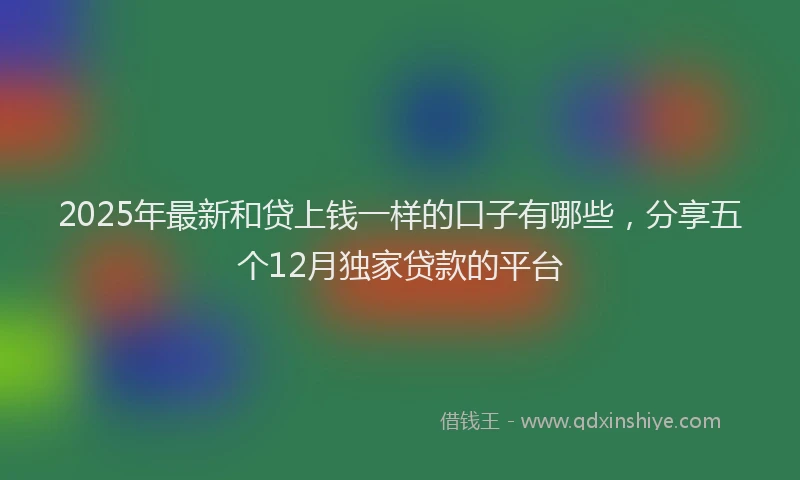 2025年最新和贷上钱一样的口子有哪些，分享五个12月独家贷款的平台