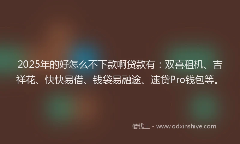 2025年的好怎么不下款啊贷款有：双喜租机、吉祥花、快快易借、钱袋易融途、速贷Pro钱包等。