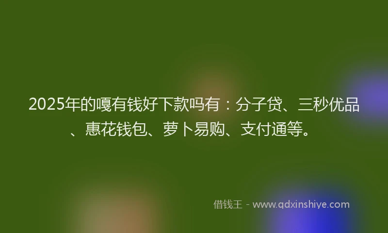 2025年的嘎有钱好下款吗有：分子贷、三秒优品、惠花钱包、萝卜易购、支付通等。