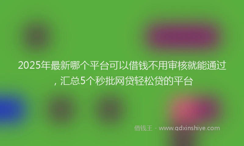 2025年最新哪个平台可以借钱不用审核就能通过，汇总5个秒批网贷轻松贷的平台