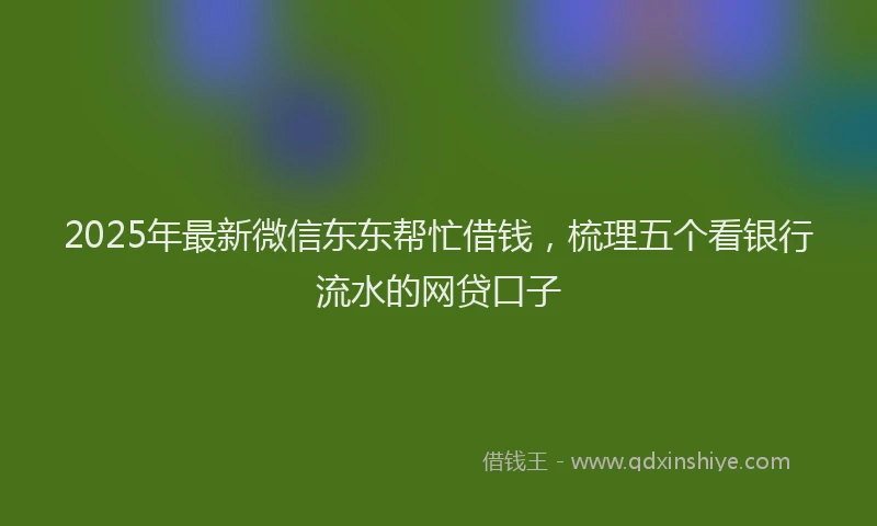 2025年最新微信东东帮忙借钱，梳理五个看银行流水的网贷口子