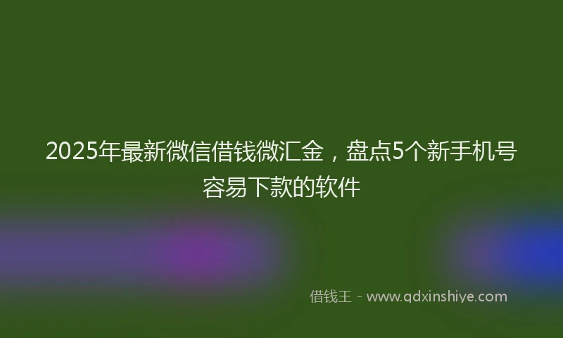 2025年最新微信借钱微汇金，盘点5个新手机号容易下款的软件