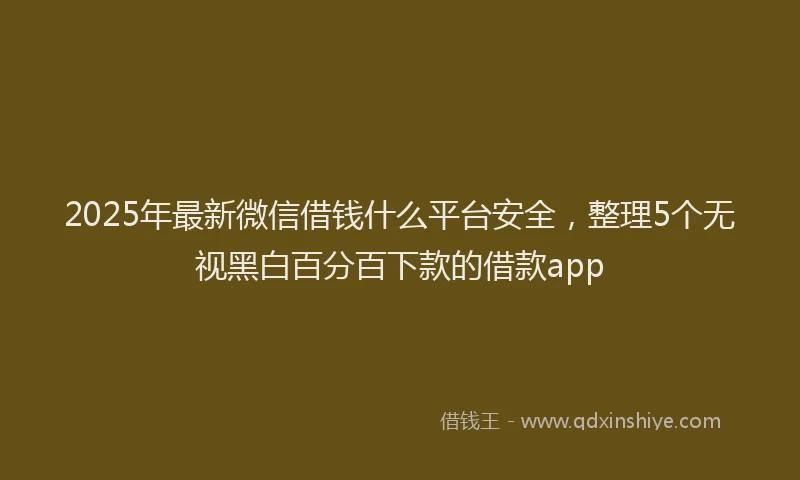 2025年最新微信借钱什么平台安全，整理5个无视黑白百分百下款的借款app