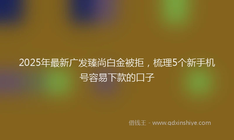 2025年最新广发臻尚白金被拒，梳理5个新手机号容易下款的口子