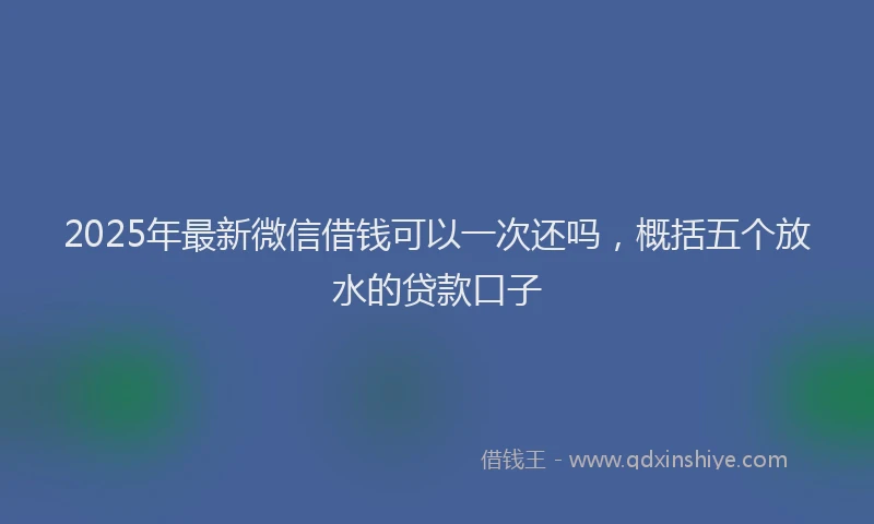 2025年最新微信借钱可以一次还吗，概括五个放水的贷款口子