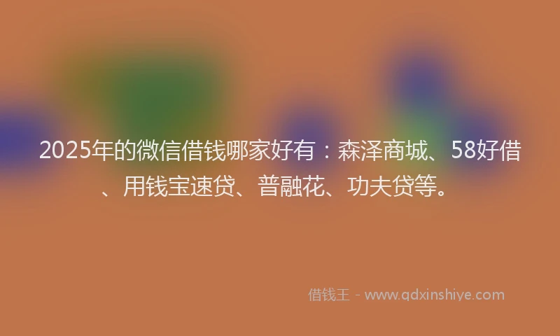 2025年的微信借钱哪家好有：森泽商城、58好借、用钱宝速贷、普融花、功夫贷等。