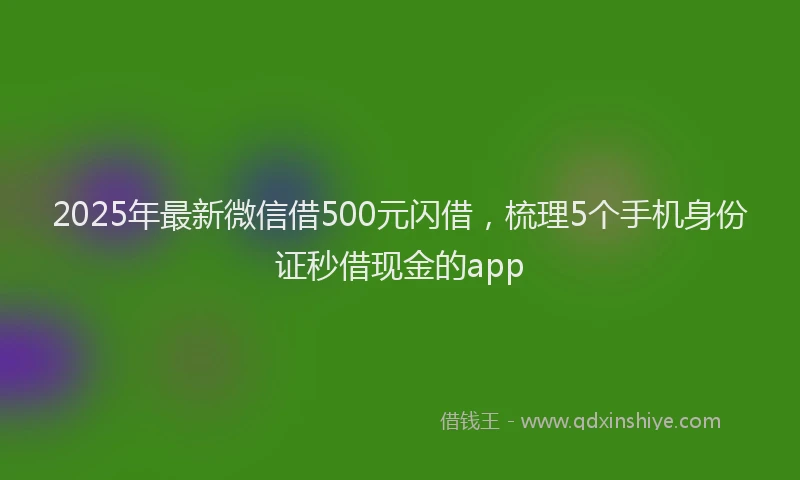 2025年最新微信借500元闪借，梳理5个手机身份证秒借现金的app