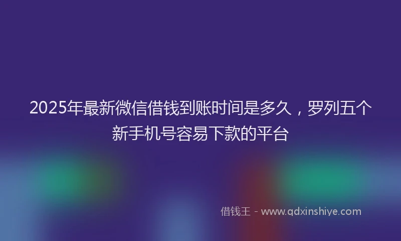 2025年最新微信借钱到账时间是多久，罗列五个新手机号容易下款的平台
