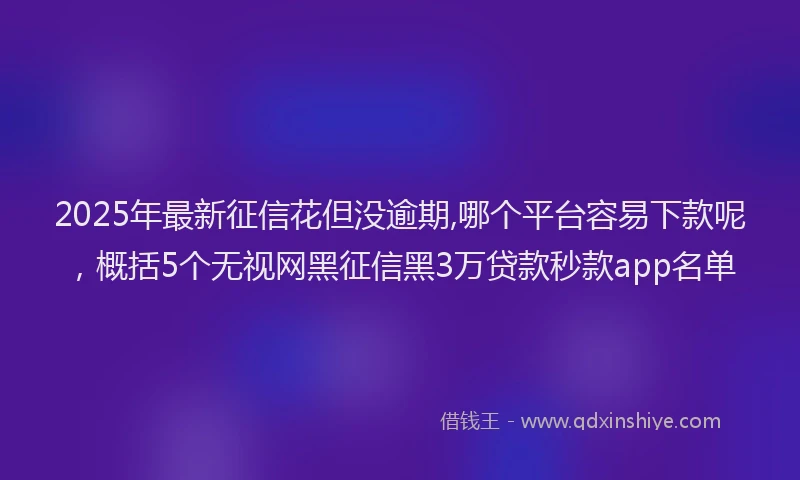 2025年最新征信花但没逾期,哪个平台容易下款呢，概括5个无视网黑征信黑3万贷款秒款app名单