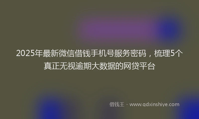2025年最新微信借钱手机号服务密码，梳理5个真正无视逾期大数据的网贷平台