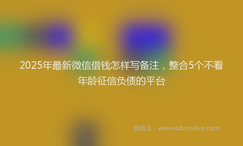 2025年最新微信借钱怎样写备注，整合5个不看年龄征信负债的平台