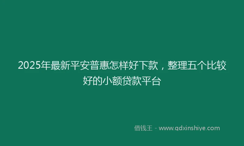 2025年最新平安普惠怎样好下款，整理五个比较好的小额贷款平台