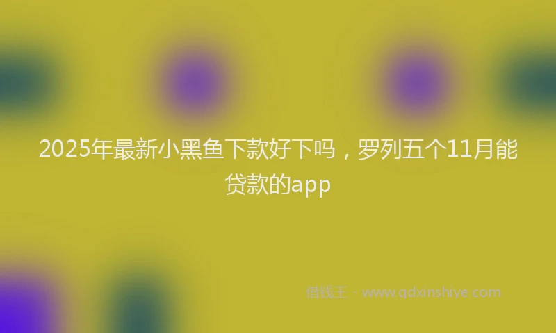 2025年最新小黑鱼下款好下吗，罗列五个11月能贷款的app