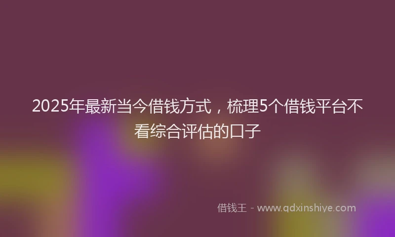 2025年最新当今借钱方式，梳理5个借钱平台不看综合评估的口子