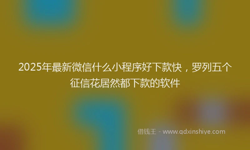2025年最新微信什么小程序好下款快，罗列五个征信花居然都下款的软件