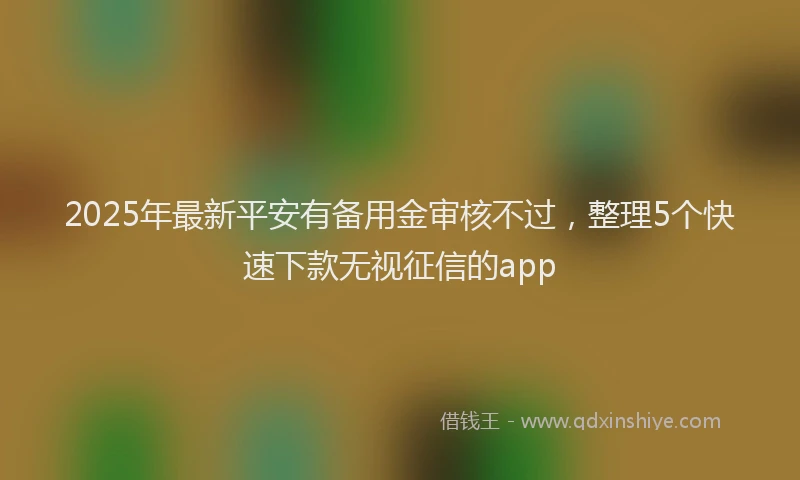 2025年最新平安有备用金审核不过，整理5个快速下款无视征信的app