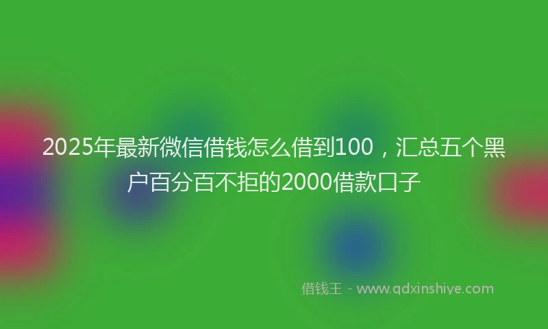 2025年最新微信借钱怎么借到100，汇总五个黑户百分百不拒的2000借款口子