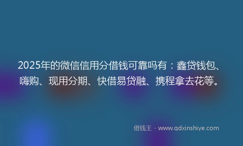 2025年的微信信用分借钱可靠吗有：鑫贷钱包、嗨购、现用分期、快借易贷融、携程拿去花等。