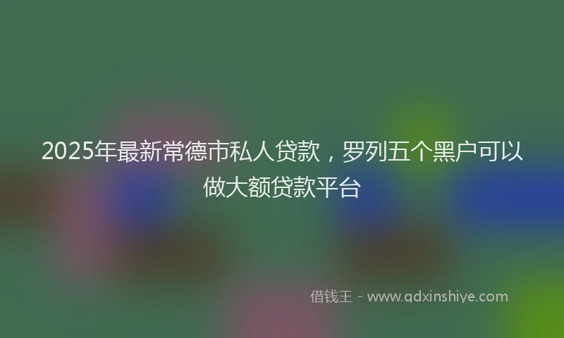 2025年最新常德市私人贷款，罗列五个黑户可以做大额贷款平台