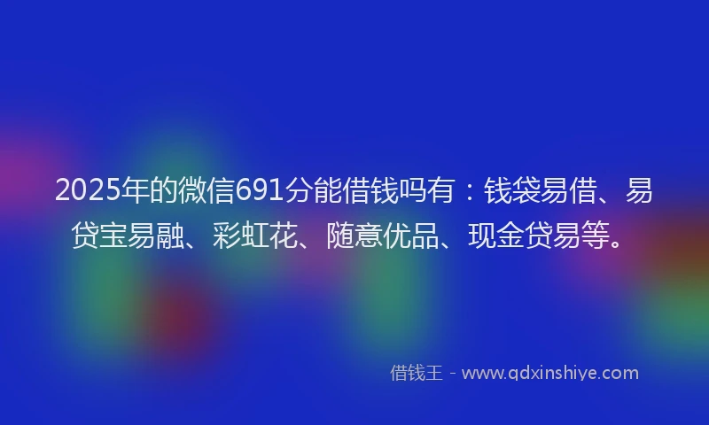 2025年的微信691分能借钱吗有：钱袋易借、易贷宝易融、彩虹花、随意优品、现金贷易等。