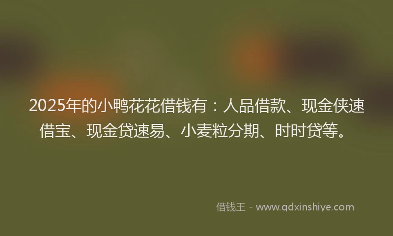 2025年的小鸭花花借钱有：人品借款、现金侠速借宝、现金贷速易、小麦粒分期、时时贷等。