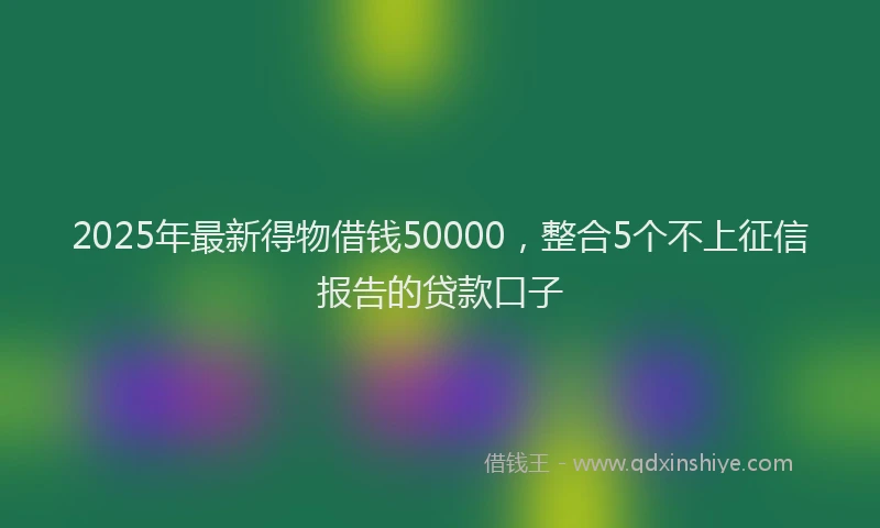 2025年最新得物借钱50000，整合5个不上征信报告的贷款口子