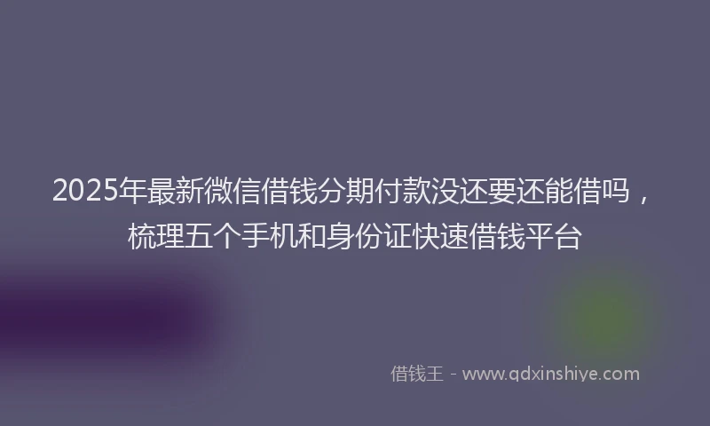 2025年最新微信借钱分期付款没还要还能借吗，梳理五个手机和身份证快速借钱平台