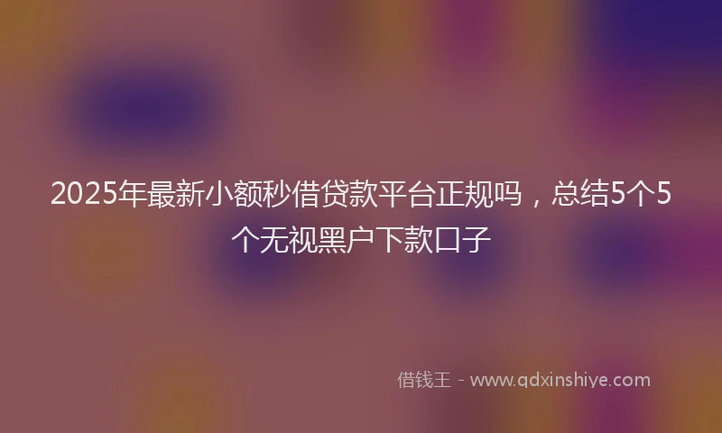 2025年最新小额秒借贷款平台正规吗，总结5个5个无视黑户下款口子