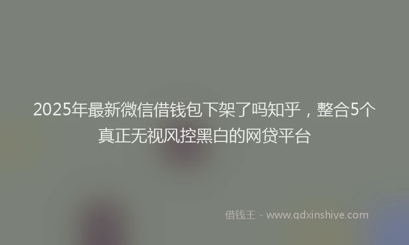 2025年最新微信借钱包下架了吗知乎，整合5个真正无视风控黑白的网贷平台