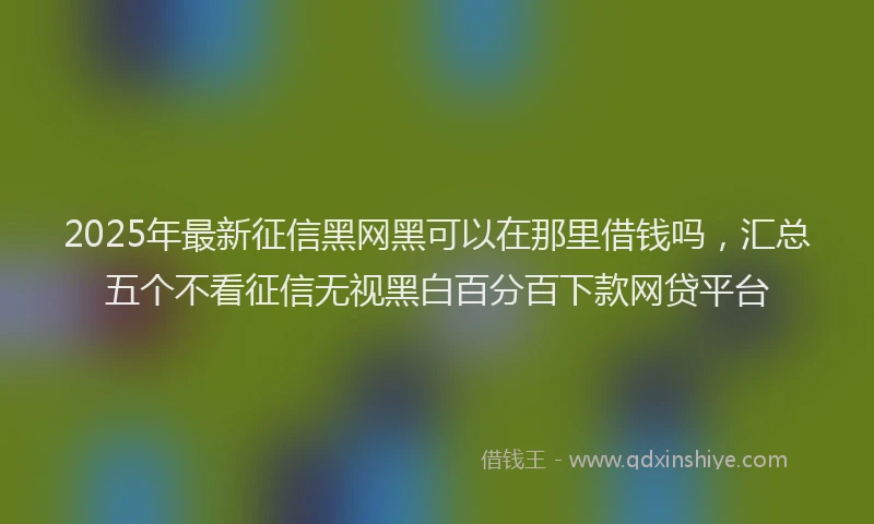 2025年最新征信黑网黑可以在那里借钱吗，汇总五个不看征信无视黑白百分百下款网贷平台