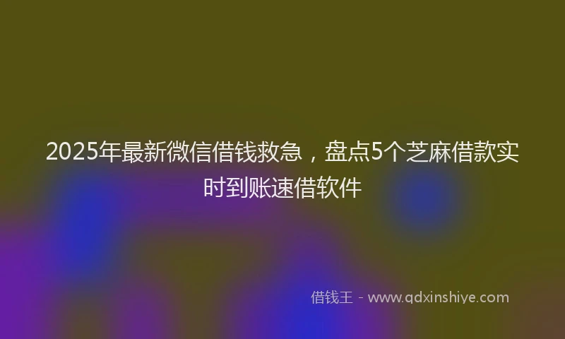 2025年最新微信借钱救急，盘点5个芝麻借款实时到账速借软件