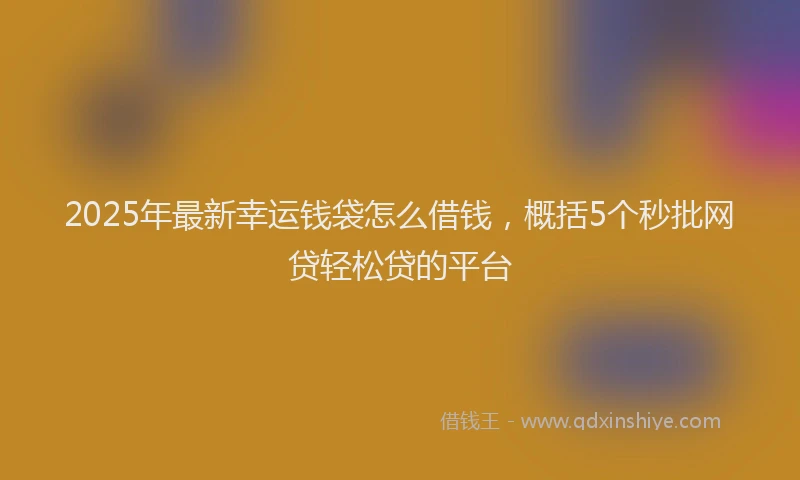 2025年最新幸运钱袋怎么借钱，概括5个秒批网贷轻松贷的平台