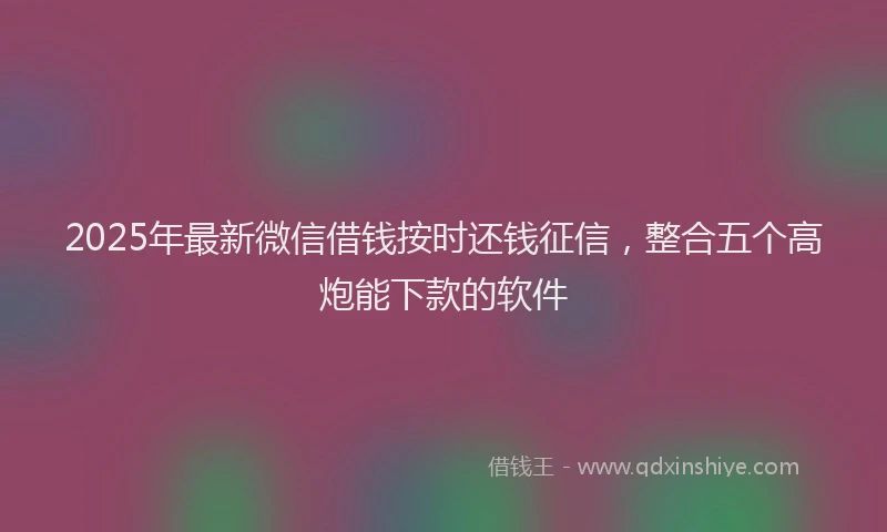 2025年最新微信借钱按时还钱征信，整合五个高炮能下款的软件