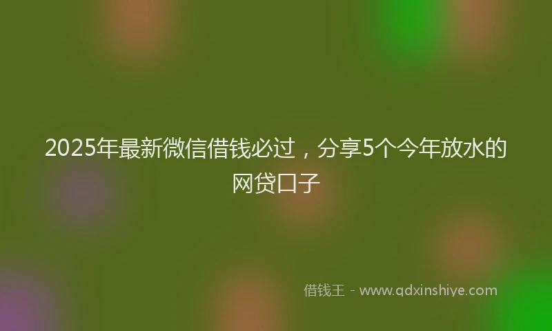 2025年最新微信借钱必过，分享5个今年放水的网贷口子
