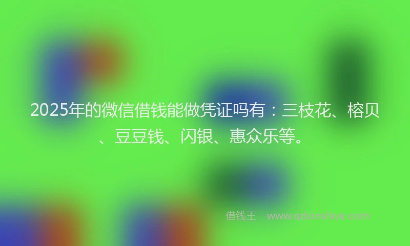 2025年的微信借钱能做凭证吗有：三枝花、榕贝、豆豆钱、闪银、惠众乐等。