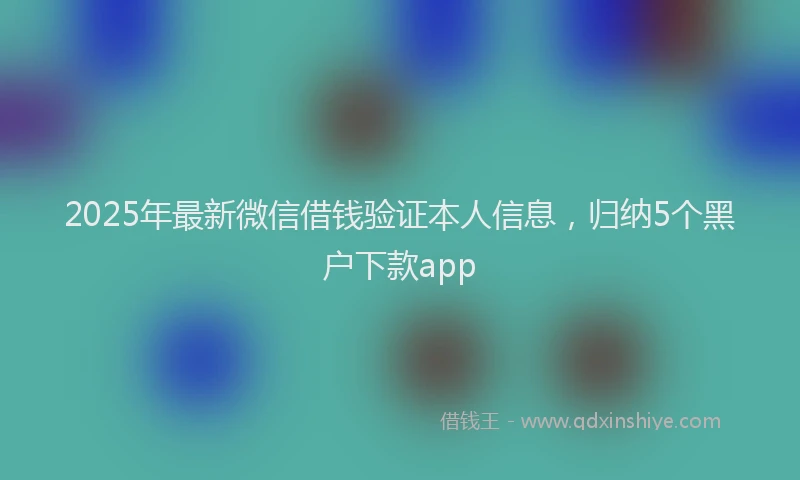2025年最新微信借钱验证本人信息，归纳5个黑户下款app